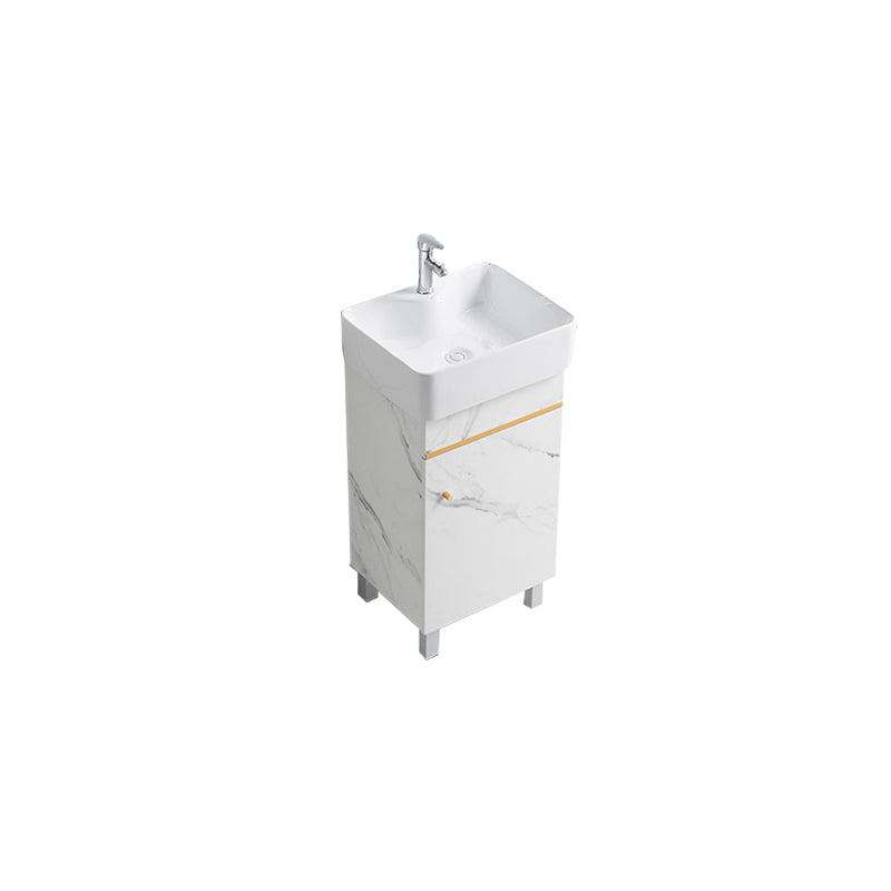 Modern Single Sink Bathroom Vanity White Ceramic Top Rectangular Vanity Set