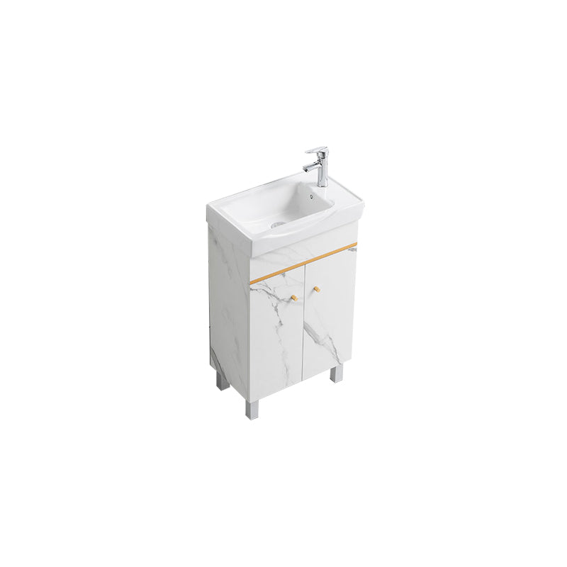 Modern Single Sink Bathroom Vanity White Ceramic Top Rectangular Vanity Set