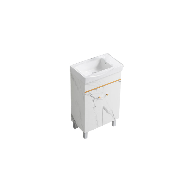 Modern Single Sink Bathroom Vanity White Ceramic Top Rectangular Vanity Set