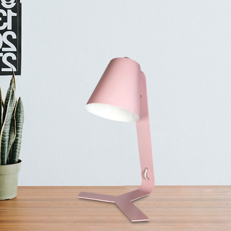 Pink Finish Bell Reading Light Contemporary LED Metallic Night Table Lamp with Plug In Cord