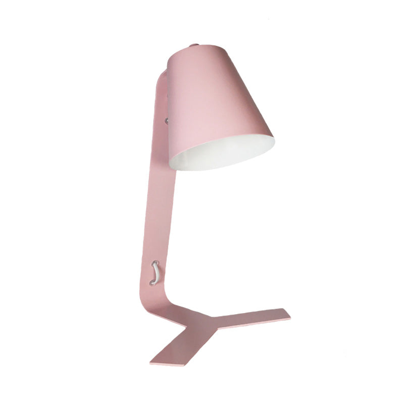 Pink Finish Bell Reading Light Contemporary LED Metallic Night Table Lamp with Plug In Cord