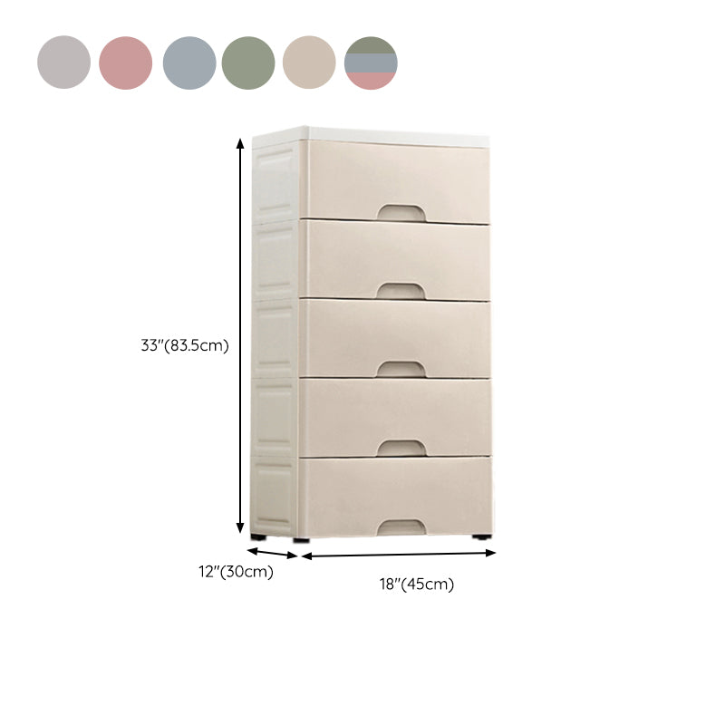 Scandinavian Kids Dressers Vertical Plastic Nursery Dresser with Drawers for Bedroom