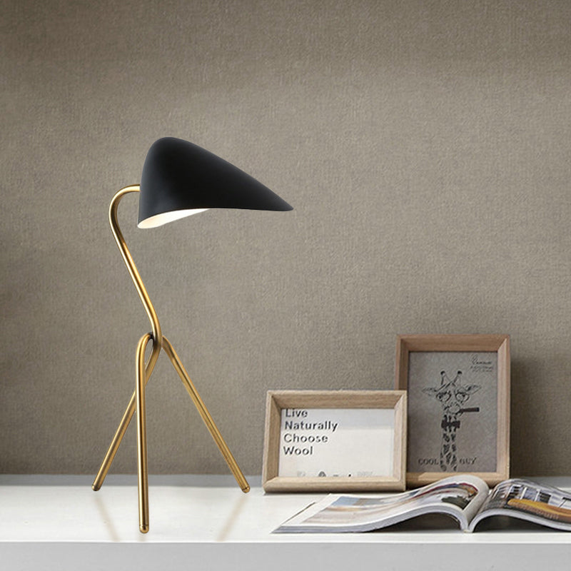 Abstract Desk Light Post Modern Metallic 1 Light Black and Brass Creative Table Lamp for Bedroom