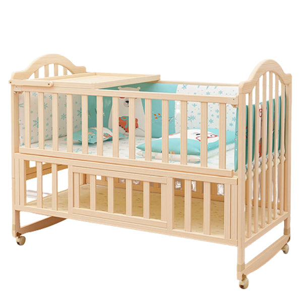 Solid Wood Convertible Crib Simple Crib with Adjustable Height