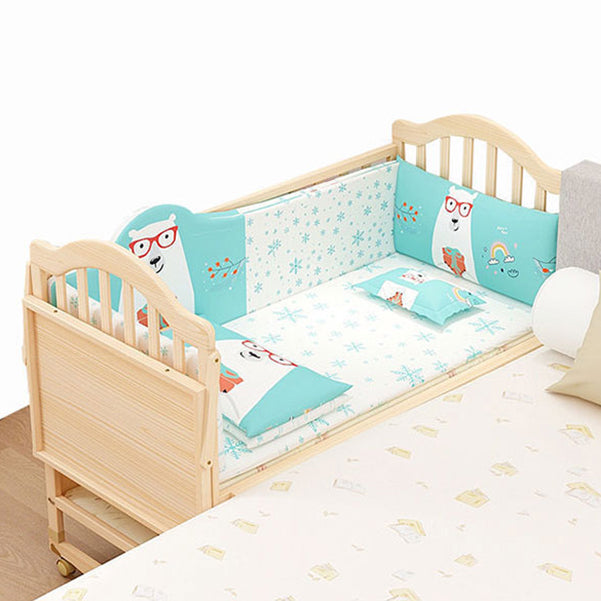 Solid Wood Convertible Crib Simple Crib with Adjustable Height