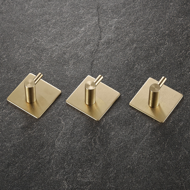 10-Piece Modern Bathroom Accessory Set, Polished Gold, Robe Hooks