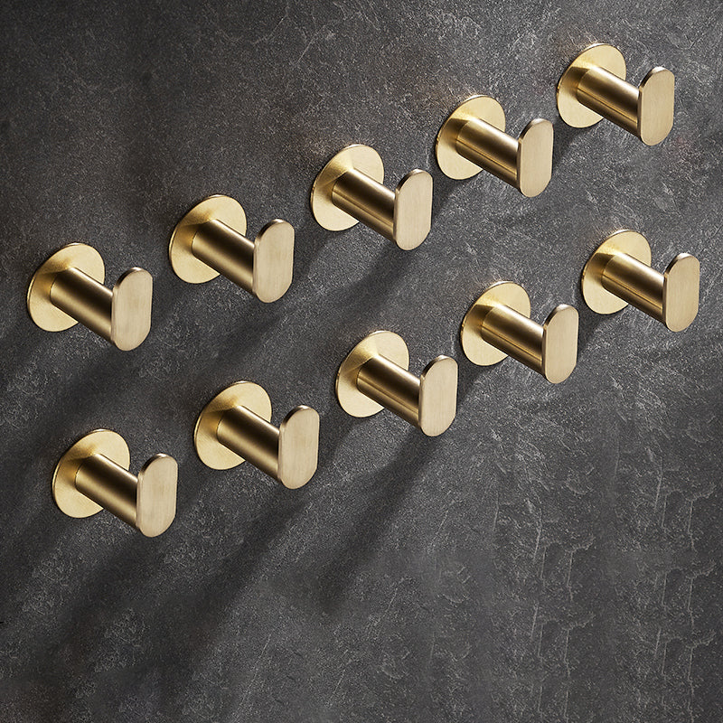 10-Piece Modern Bathroom Accessory Set, Polished Gold, Robe Hooks