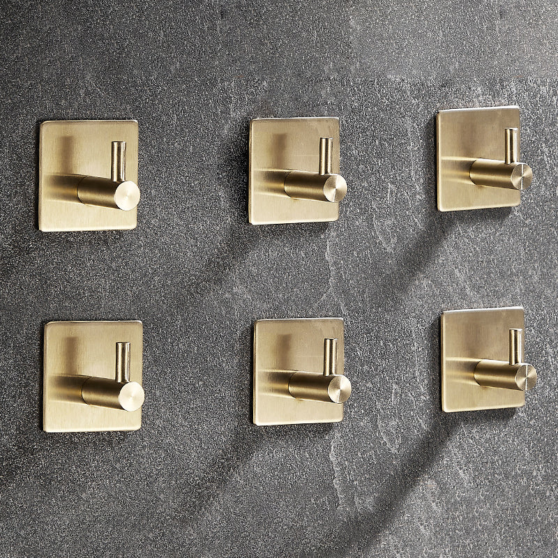 10-Piece Modern Bathroom Accessory Set, Polished Gold, Robe Hooks