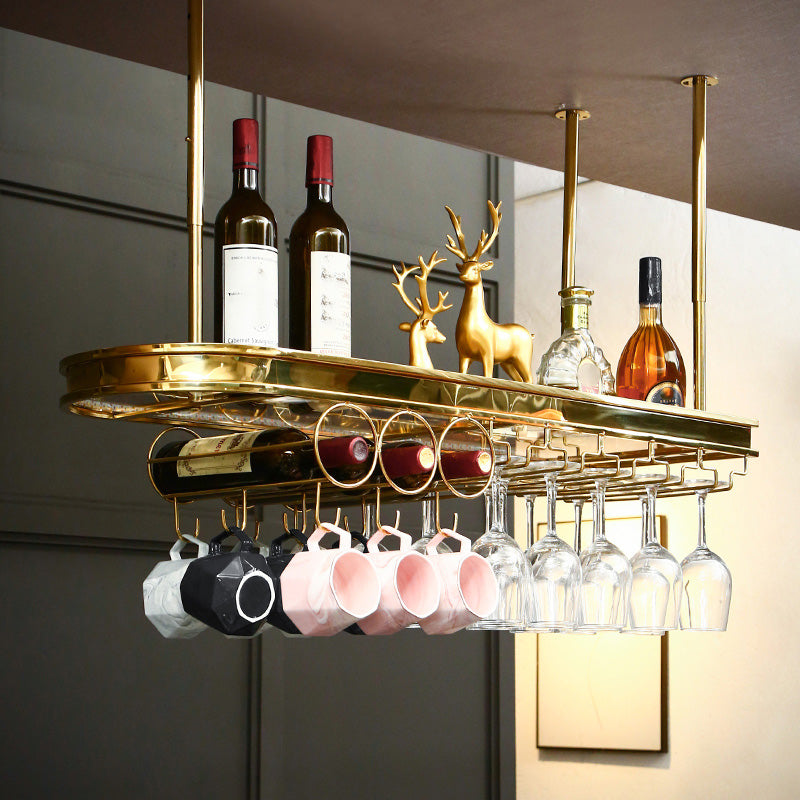 Stainless Steel Wine Holder Rack Modern Hanging Wine Rack Holder in Gold