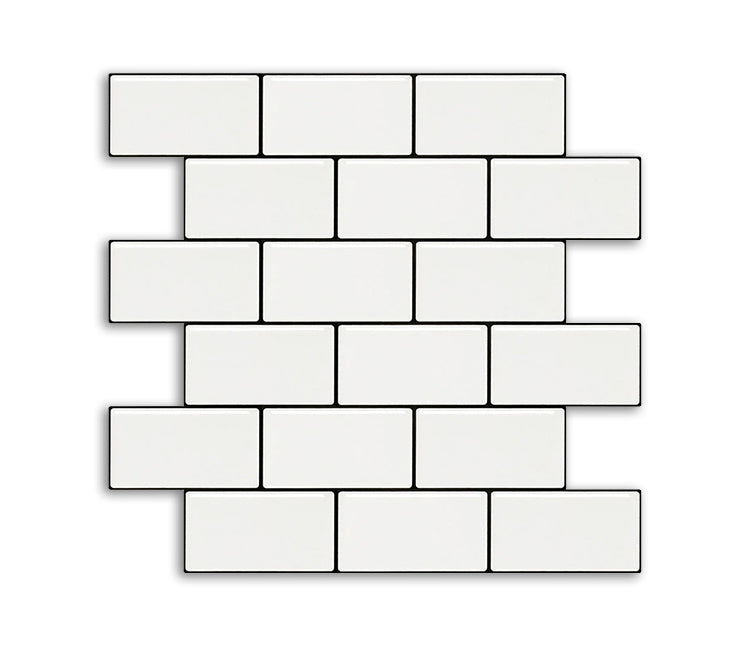 White Subway Tile Water-resistant PVC Peel & Stick Tile for Backsplash Wall