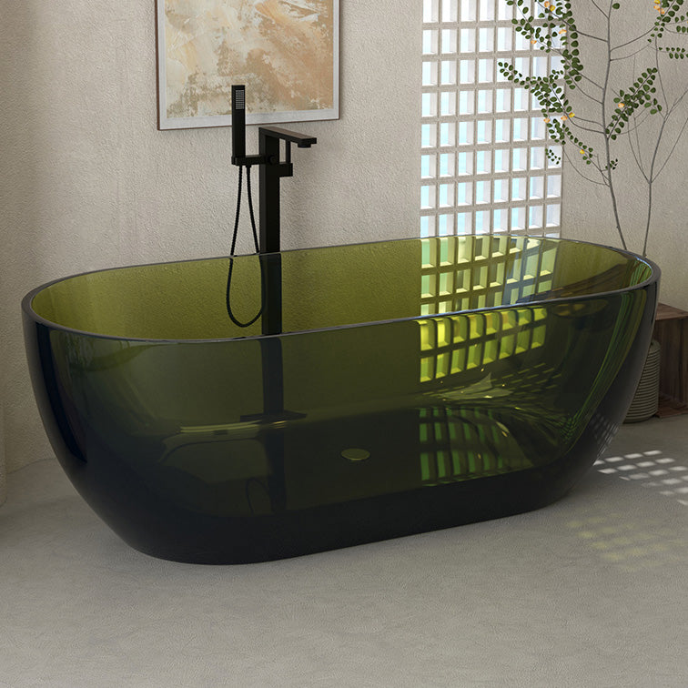 Oval Soaking Bathtub Freestanding Antique Finish Modern Bath Tub