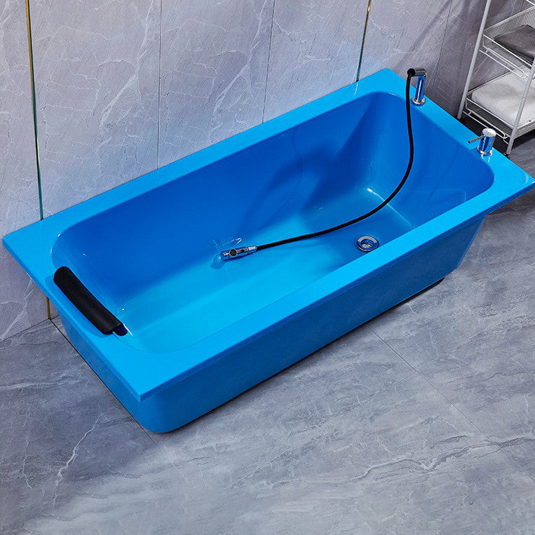 Modern Rectangular Freestanding Bath Acrylic Soaking Pop-up Drain Bathtub