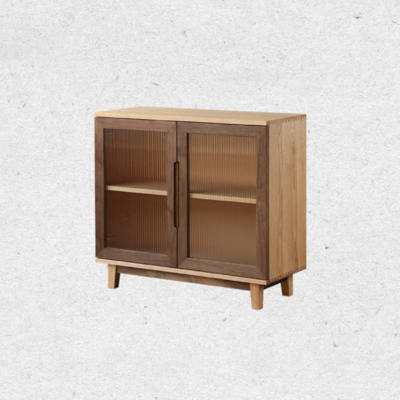 Contemporary Buffet Table Solid Wood Sideboard Table with Doors for Living Room