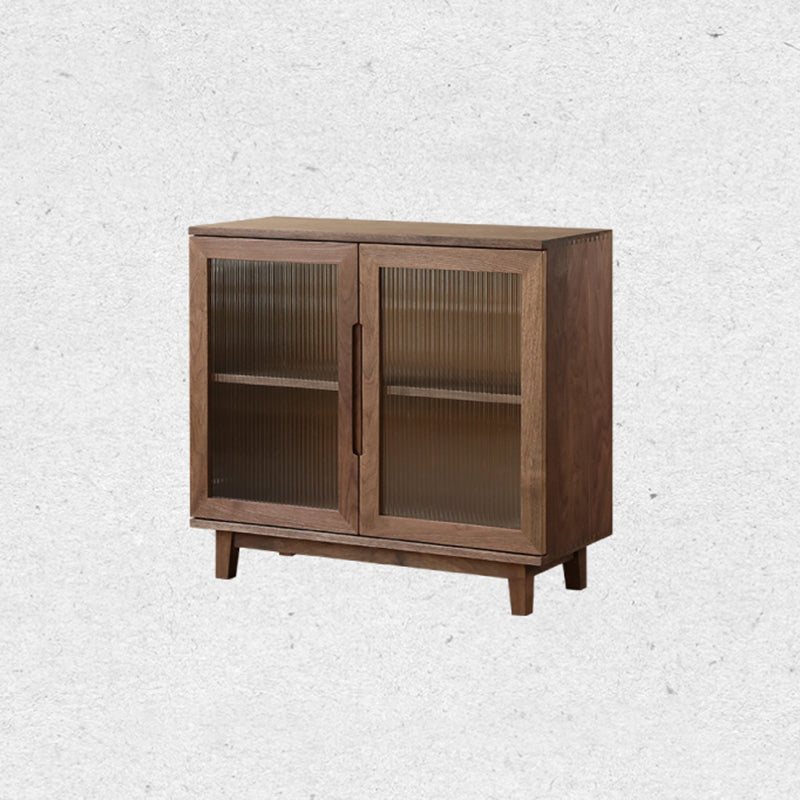 Contemporary Buffet Table Solid Wood Sideboard Table with Doors for Living Room