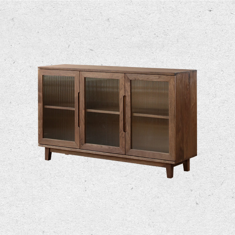 Contemporary Buffet Table Solid Wood Sideboard Table with Doors for Living Room