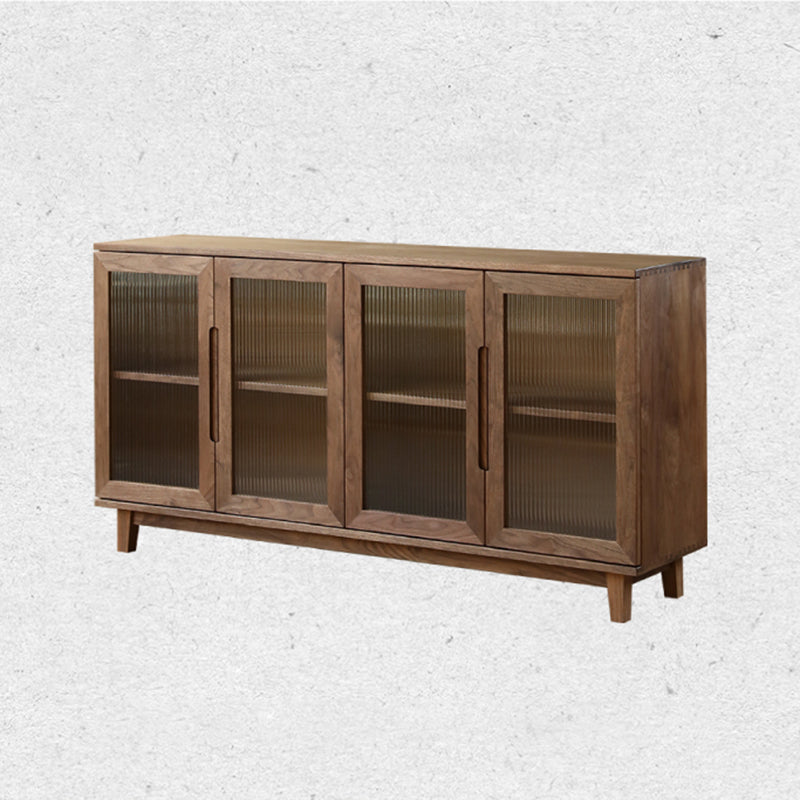 Contemporary Buffet Table Solid Wood Sideboard Table with Doors for Living Room