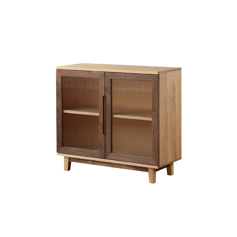 Contemporary Buffet Table Solid Wood Sideboard Table with Doors for Living Room