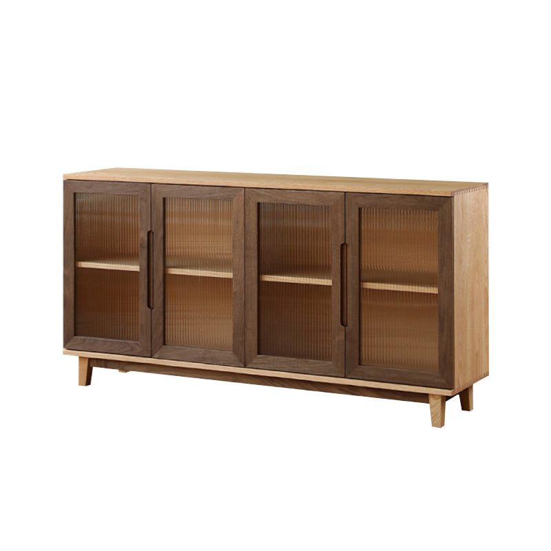 Contemporary Buffet Table Solid Wood Sideboard Table with Doors for Living Room