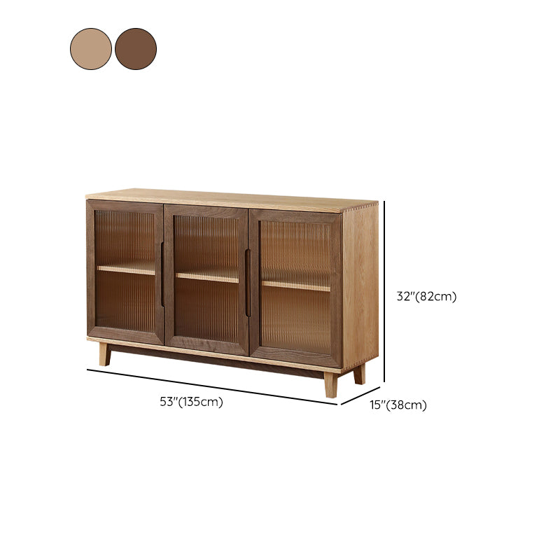 Contemporary Buffet Table Solid Wood Sideboard Table with Doors for Living Room