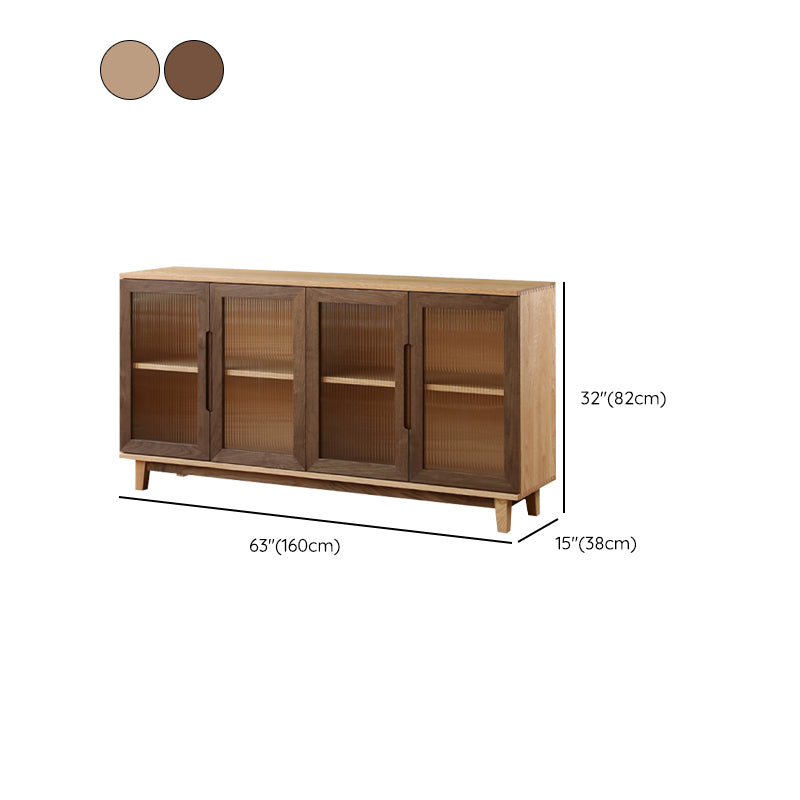 Contemporary Buffet Table Solid Wood Sideboard Table with Doors for Living Room