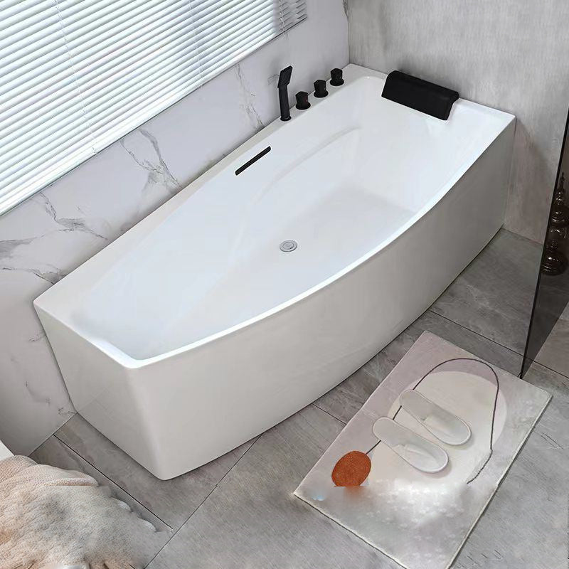 Corner Back to Wall Bath Modern White Soaking Acrylic Bathtub