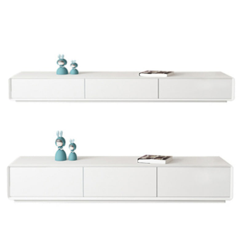 White Media Console Modern Faux Wood TV Stand Console with Drawers