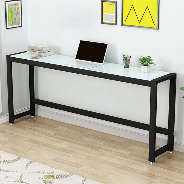 Glass Top Rectangular Writing Desk Modern 29.14 Inch Tall Office Desk