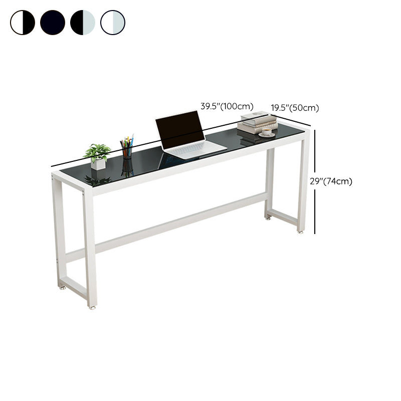 Glass Top Rectangular Writing Desk Modern 29.14 Inch Tall Office Desk