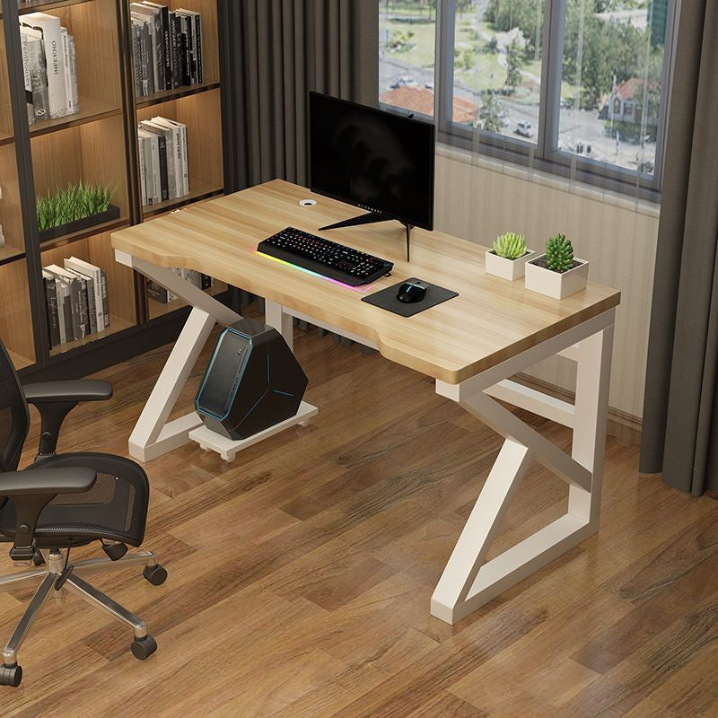 Contemporary Gaming Desk Antique Finish Wooden Office Desk with Metal Legs