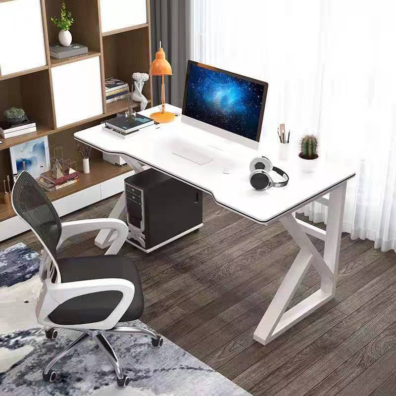 Contemporary Gaming Desk Antique Finish Wooden Office Desk with Metal Legs