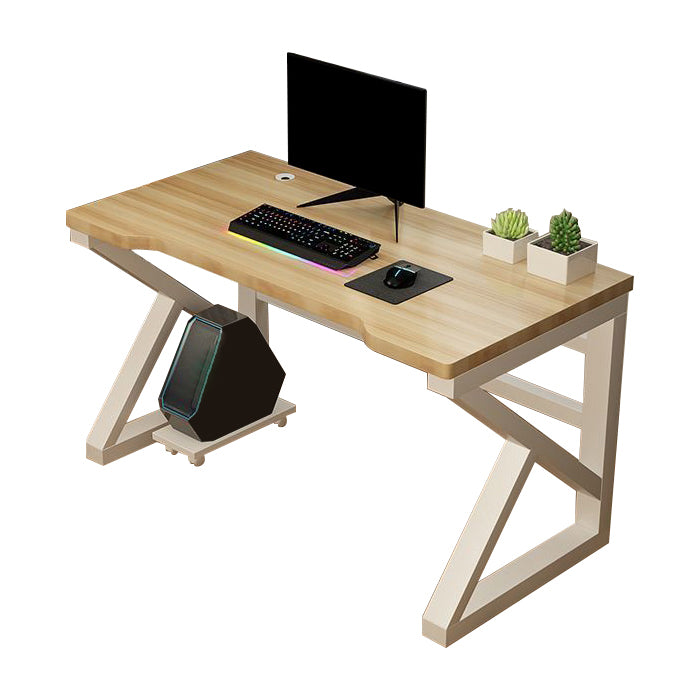 Contemporary Gaming Desk Antique Finish Wooden Office Desk with Metal Legs