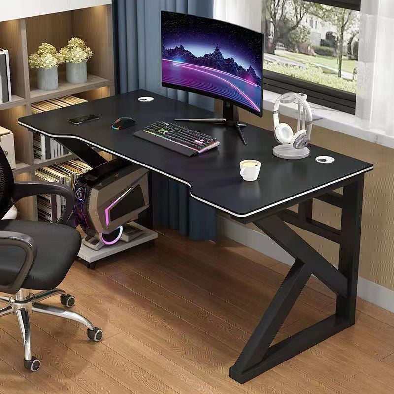 Contemporary Gaming Desk Antique Finish Wooden Office Desk with Metal Legs