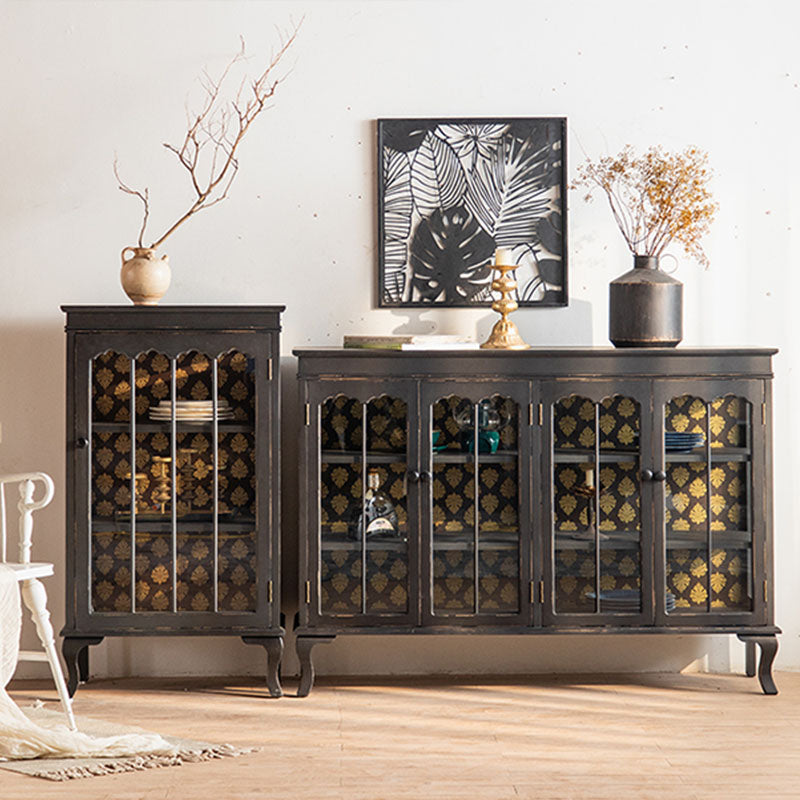 Modernism Wood Sideboard Table Black/White Server with Doors for Dining Room