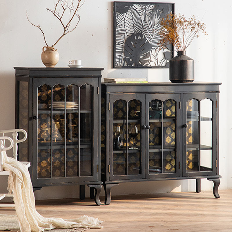 Modernism Wood Sideboard Table Black/White Server with Doors for Dining Room