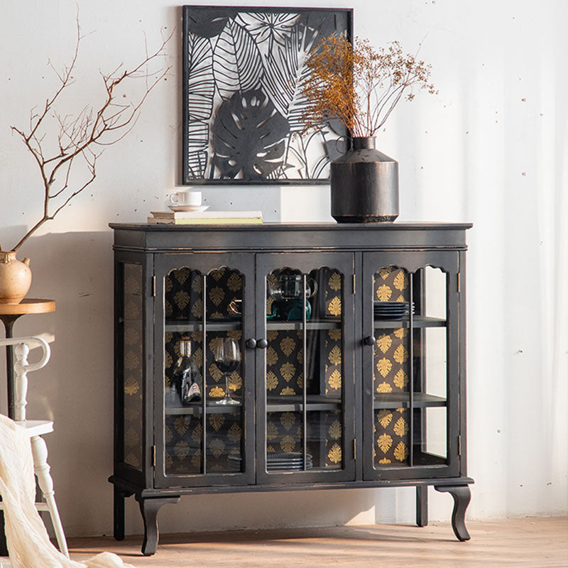 Modernism Wood Sideboard Table Black/White Server with Doors for Dining Room