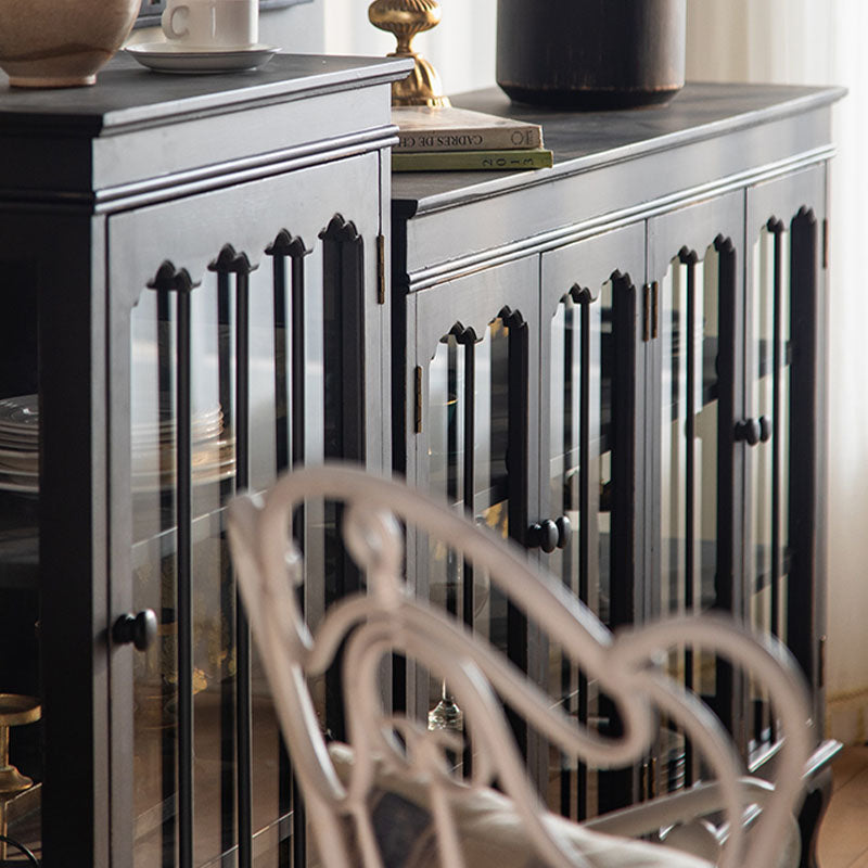 Modernism Wood Sideboard Table Black/White Server with Doors for Dining Room