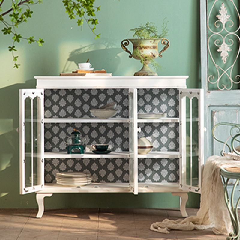 Modernism Wood Sideboard Table Black/White Server with Doors for Dining Room