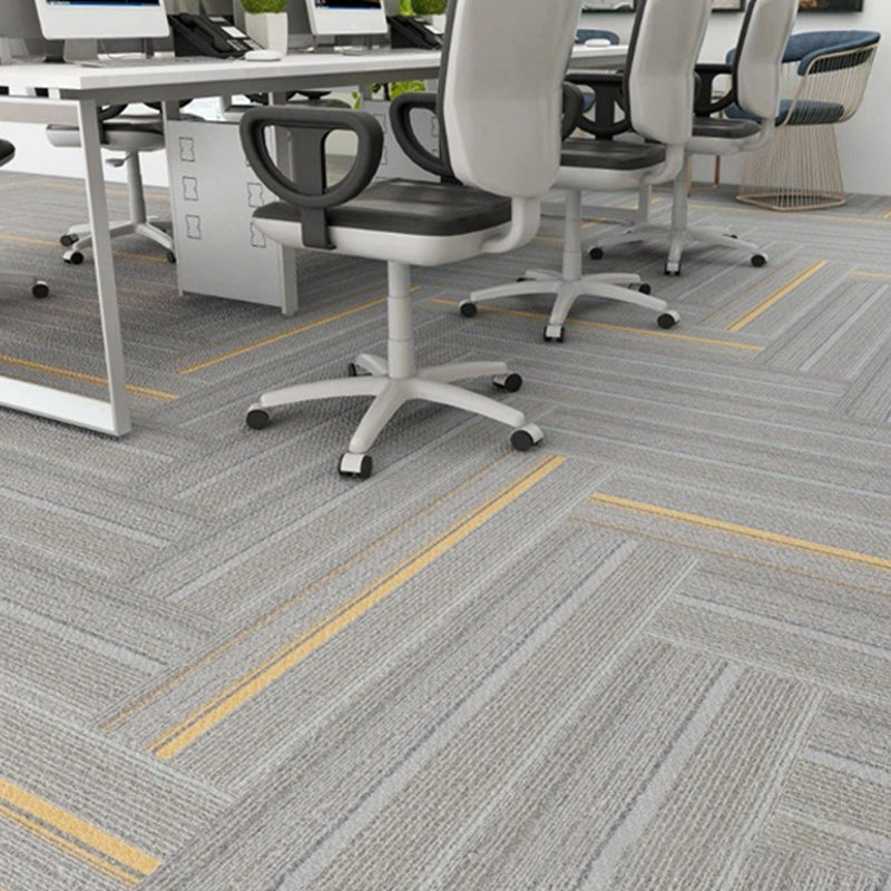 Modern Carpet Tile Level Loop Striped Print Interlocking Non-Skid Tiles and Carpet