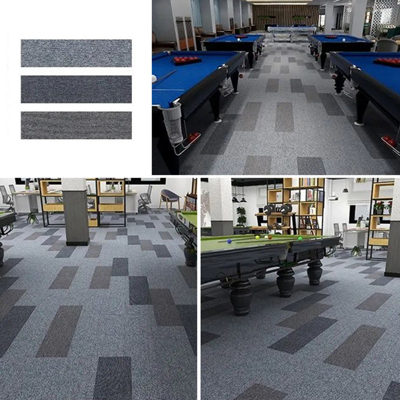 Modern Carpet Tile Level Loop Striped Print Interlocking Non-Skid Tiles and Carpet