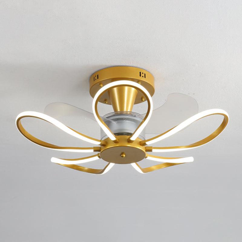 Contemporary LED Ceiling Fan Linear Ceiling Fan Light in Black / White / Gold