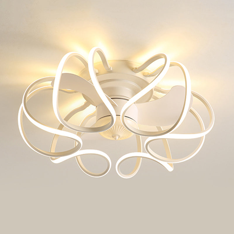 Contemporary LED Ceiling Fan Linear Ceiling Fan Light in Black / White / Gold