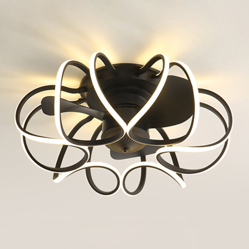 Contemporary LED Ceiling Fan Linear Ceiling Fan Light in Black / White / Gold