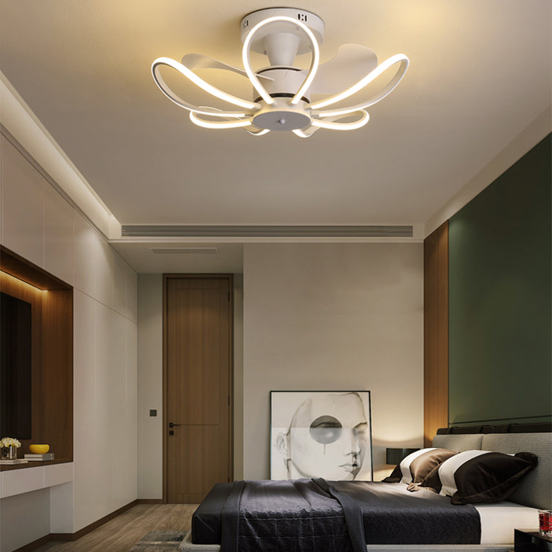 Contemporary LED Ceiling Fan Linear Ceiling Fan Light in Black / White / Gold