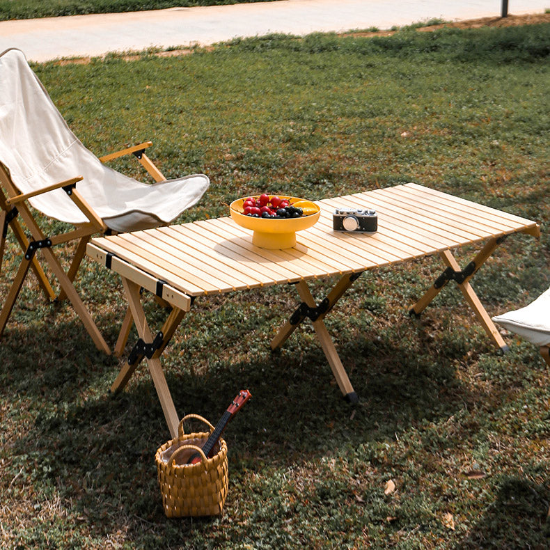 Modern Beech Wood Folding Table Outdoor Solid Wood Camping Table