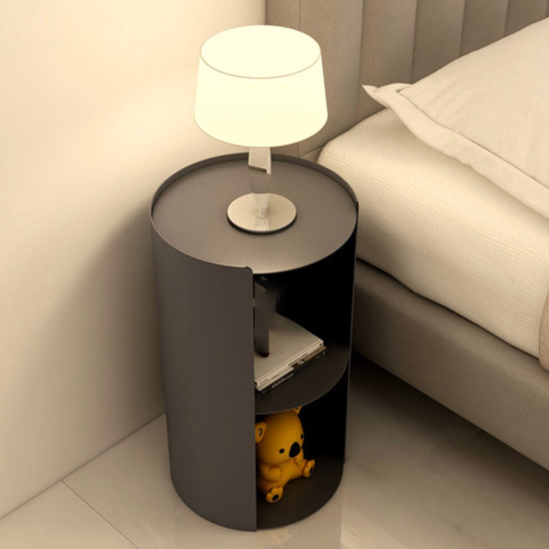 Contemporary Open Storage Bedside Cabinet Metal Accent Table Nightstand with Shelves