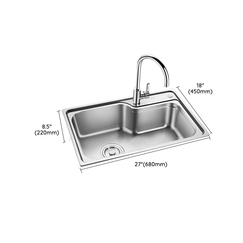 Stainless Steel Kitchen Sink Drop-In Single Bowl Kitchen Sink