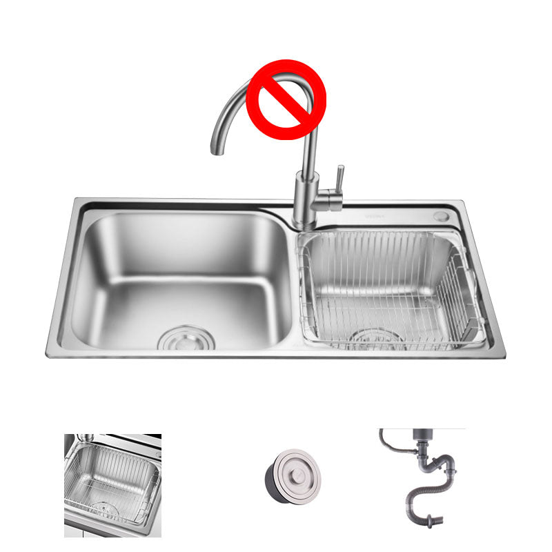 Double Basin Kitchen Sink Modern Stainless Steel Kitchen Sink with Drain Assembly