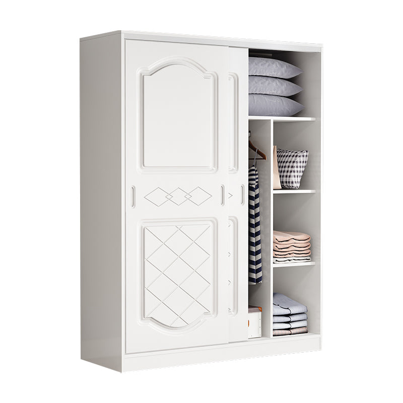 Manufactured Wood Kids Closet Modern Style Shelved Wardrobe Closet in White