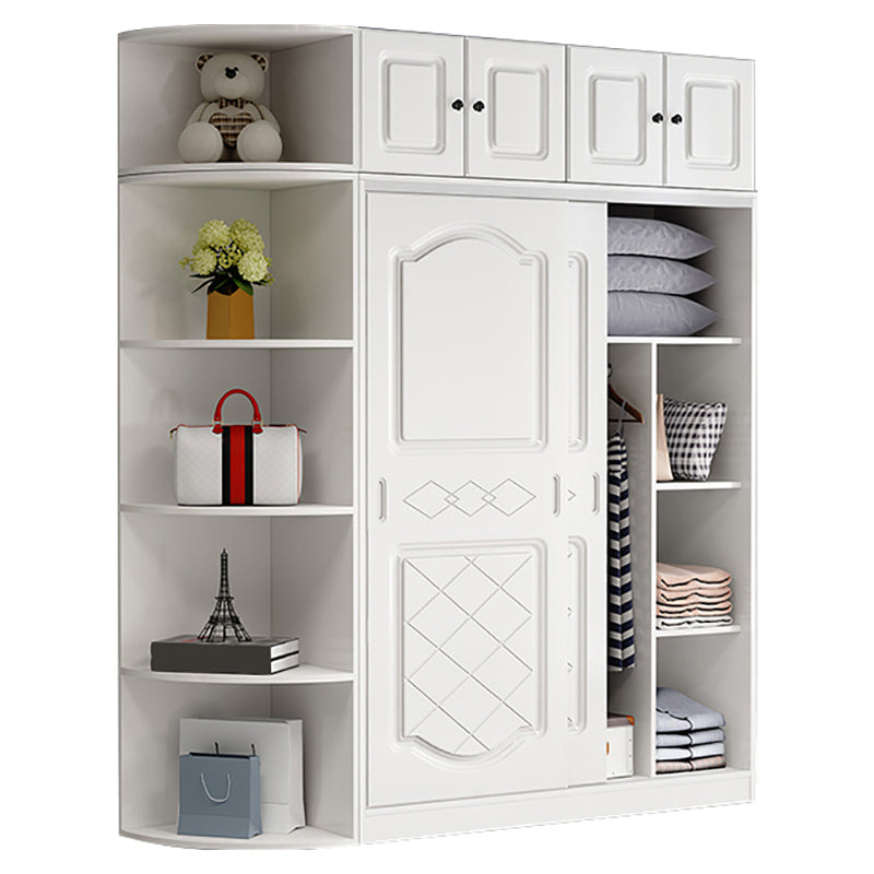 Manufactured Wood Kids Closet Modern Style Shelved Wardrobe Closet in White