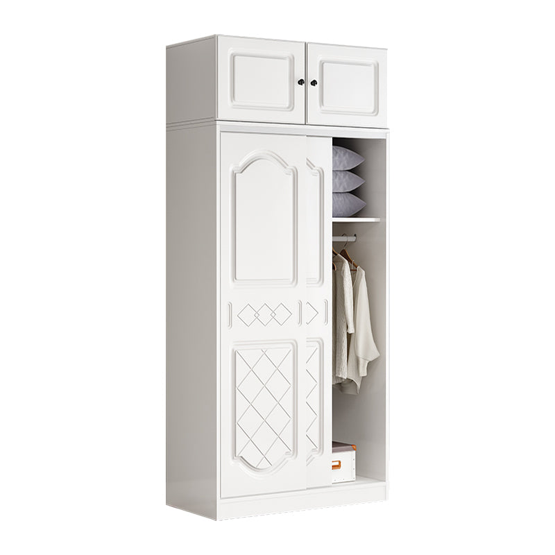 Manufactured Wood Kids Closet Modern Style Shelved Wardrobe Closet in White